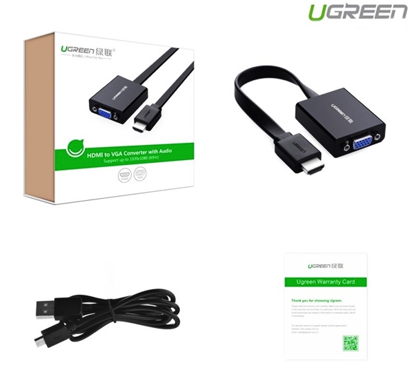 Cáp chuyển đổi HDMI sang VGA + Audio Ugreen 40248 chính hãng